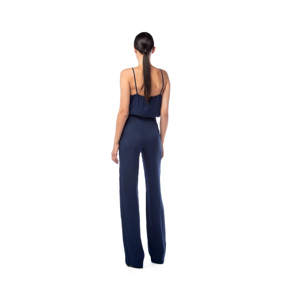 MVP wardrobe Elegante Rechte Pijp Viscose Broek Blue Dames