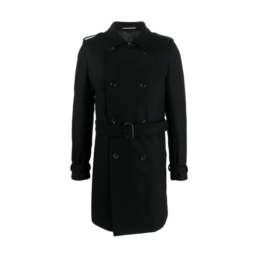 Reveres 1949 Zwarte Wollen Regenjas Black Heren