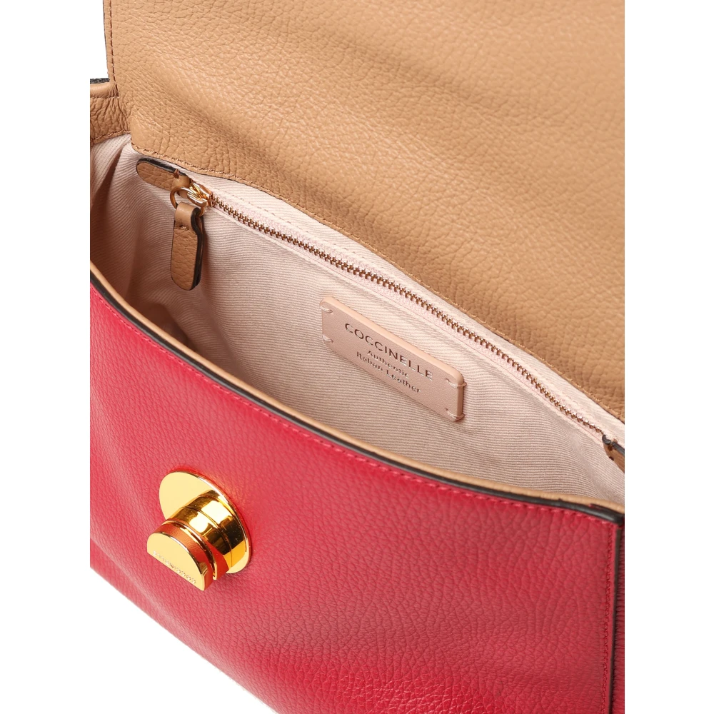 Coccinelle Rode leren schoudertas met klep Red Dames