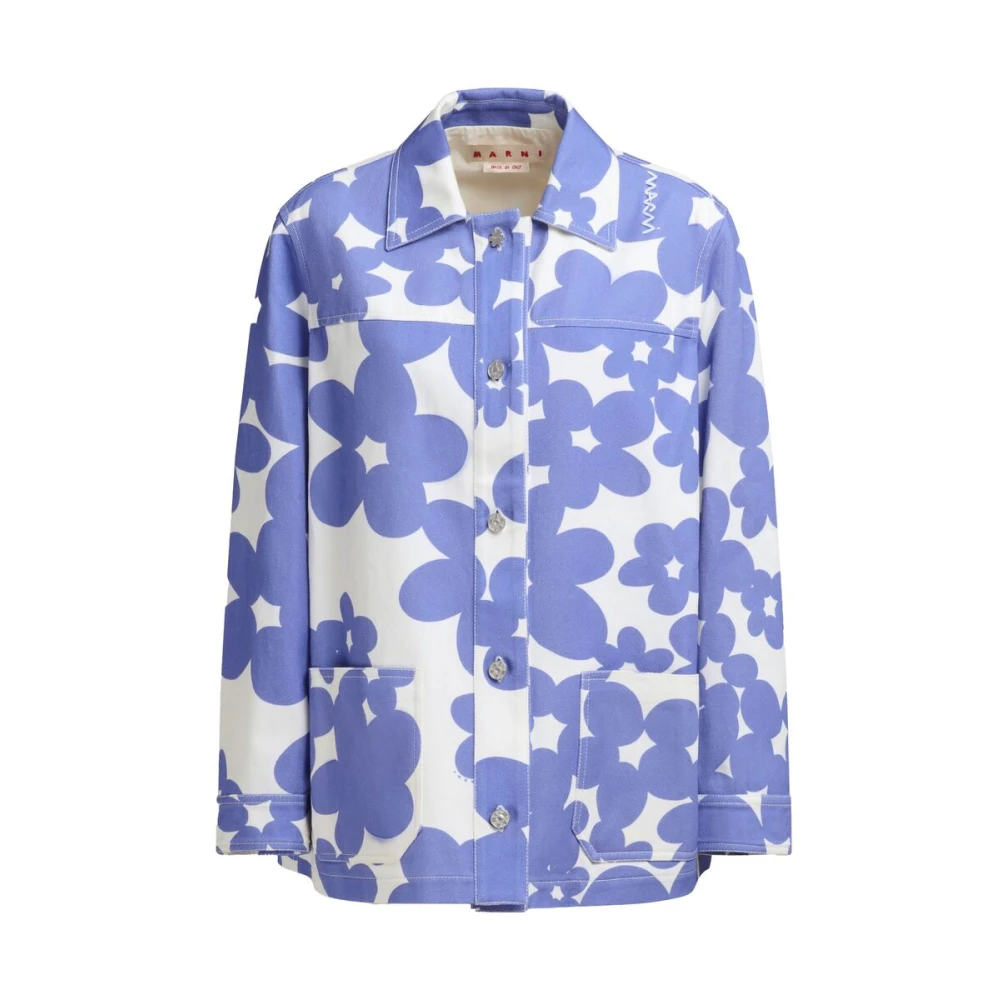 Marni Bloemenprint Katoenen Jas Purple Dames