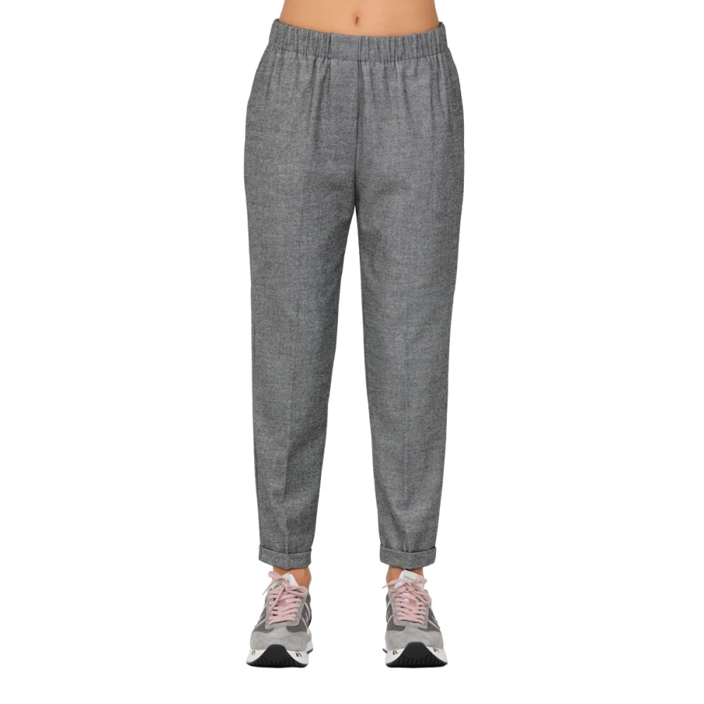 Rosso35 Flanellen Elastische Taillebroek Gray Dames
