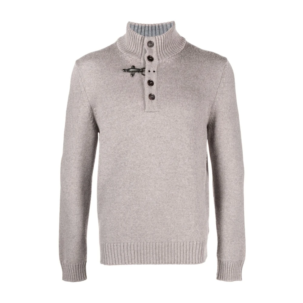Button-Up High-Neck Sweater