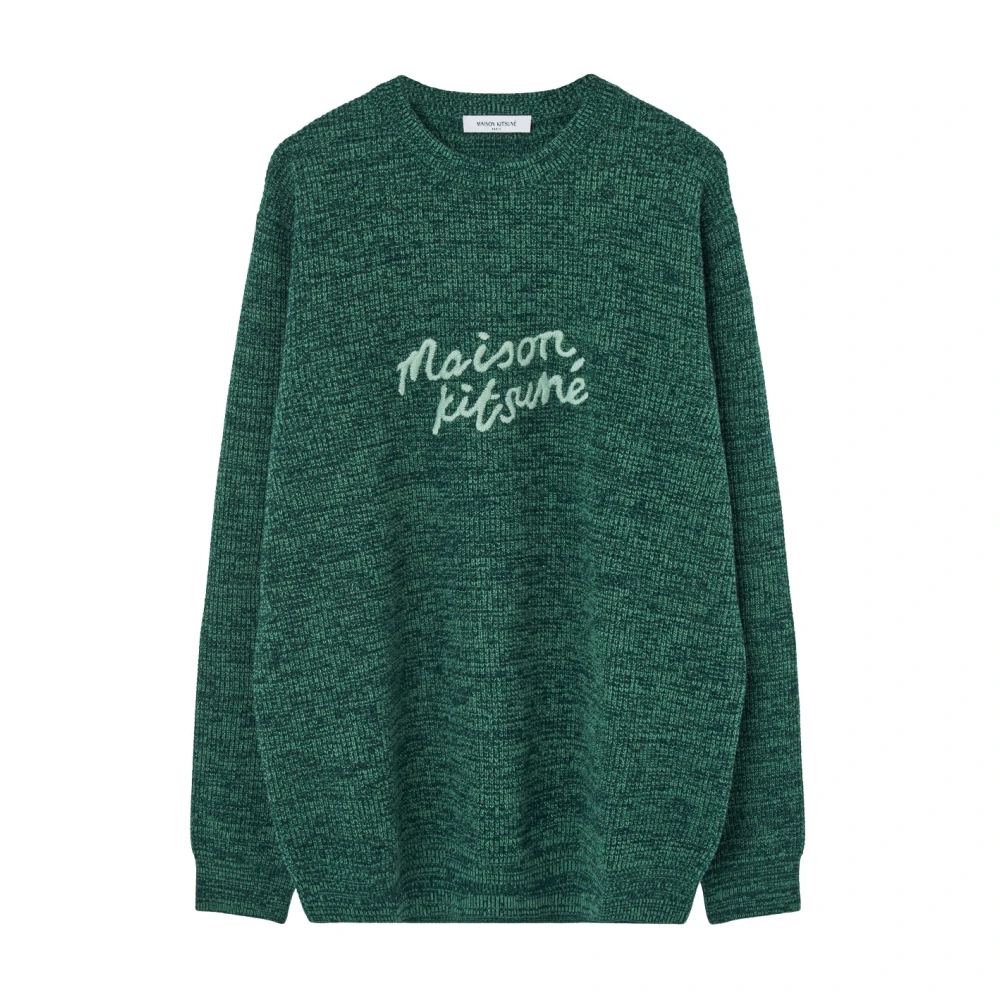 Maison Kitsuné Handgeschreven Jersey Sweaters Green Heren