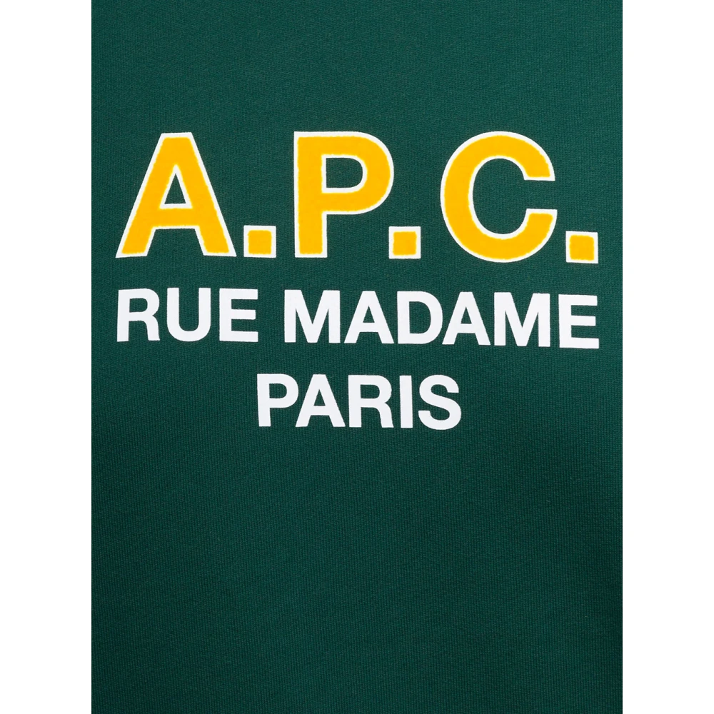 A.p.c. Groene Crewneck Sweatshirt met Logo Print Green Dames
