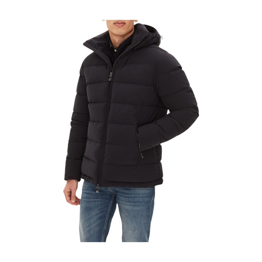 Oscar Jacobson Navy Hooded Puffer Jas Blue Heren