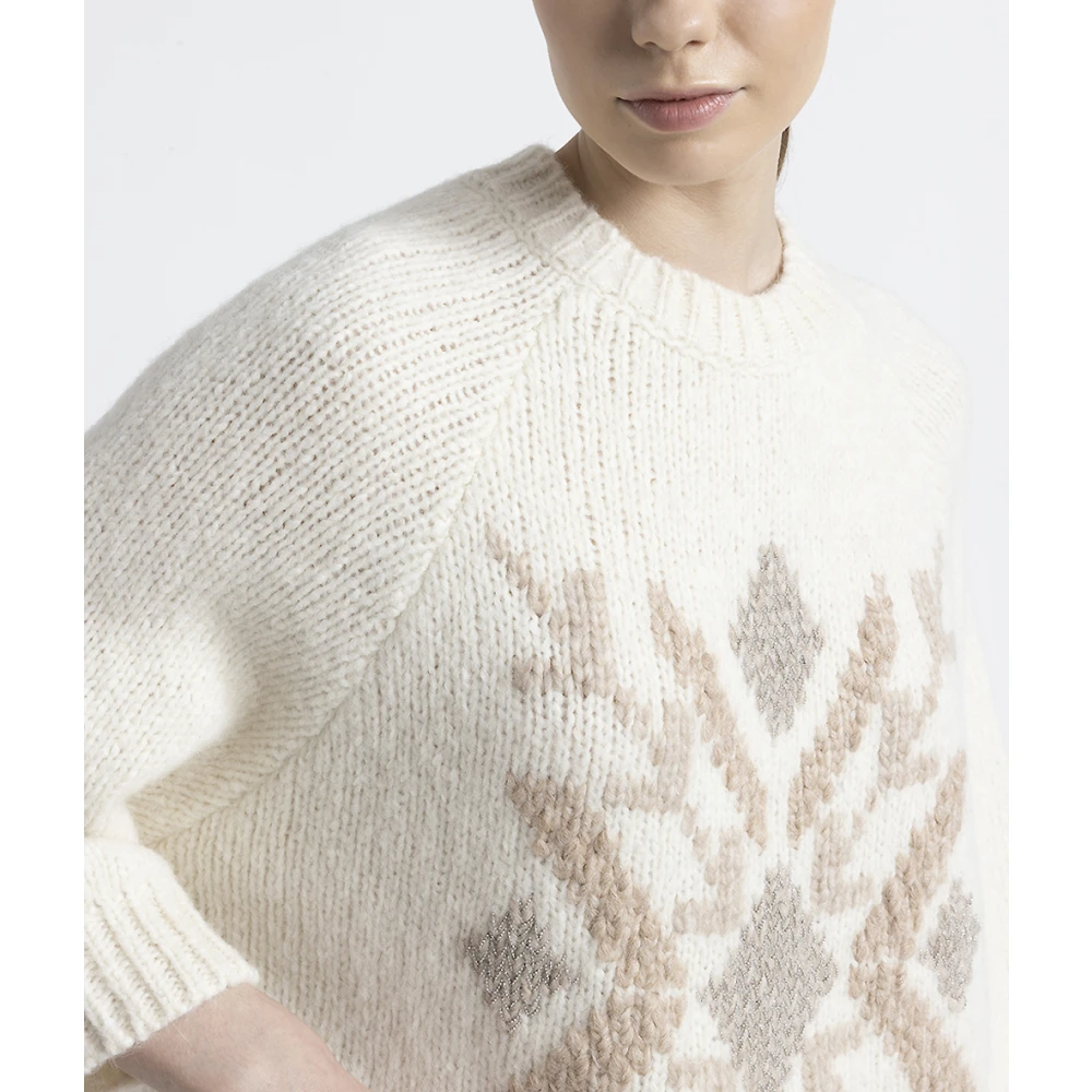 PESERICO Geborduurde alpaca en wollen trui Beige Dames