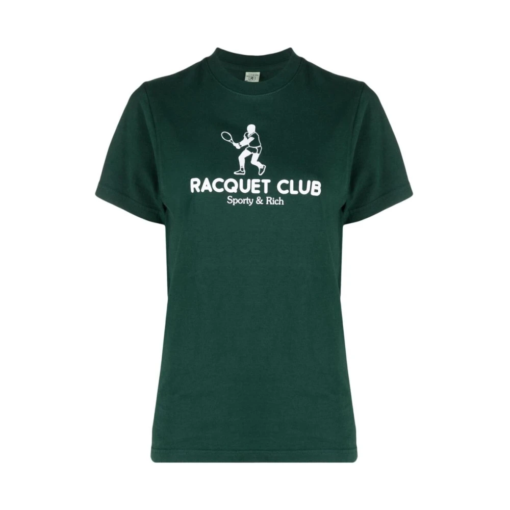 Sporty & Rich Groene Logo Print T-shirt Green Dames