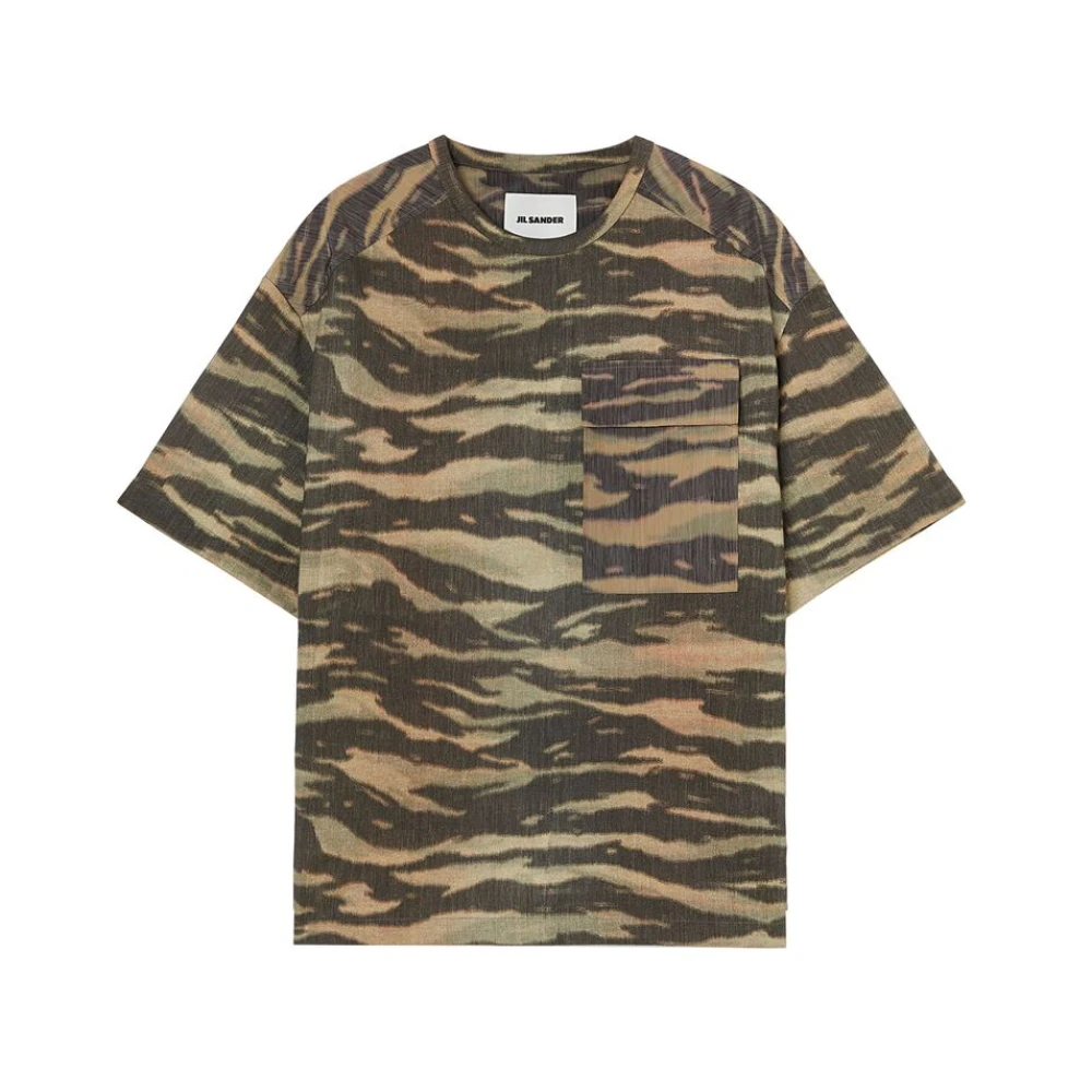 Jil Sander Zebra Print Crew Neck T-shirt Green Heren