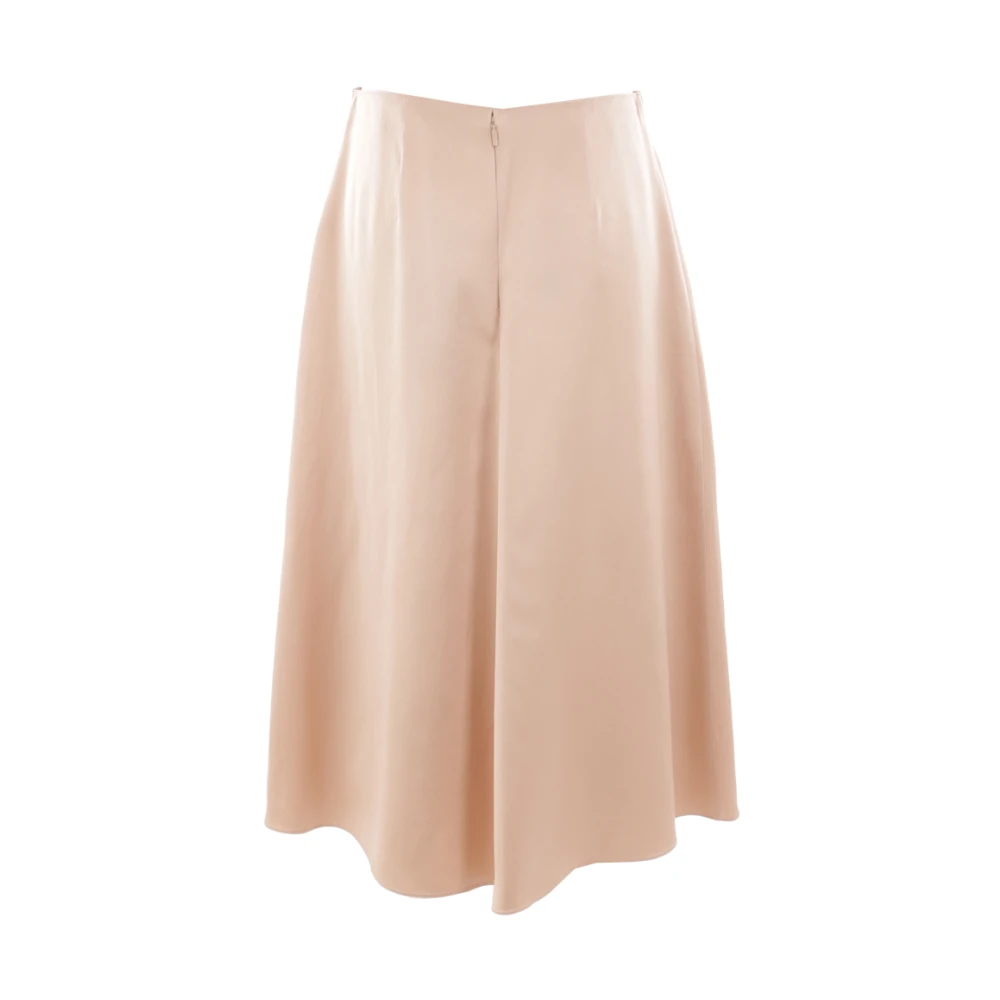 Fendi Champagne Zijden Midi Rok Beige Dames