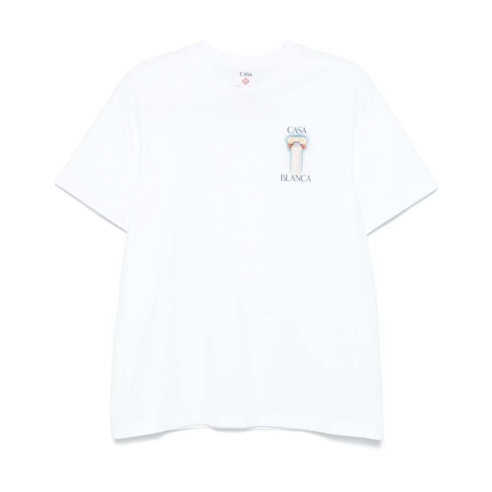Casablanca Wit Logo Print T-shirts en Polos White Heren