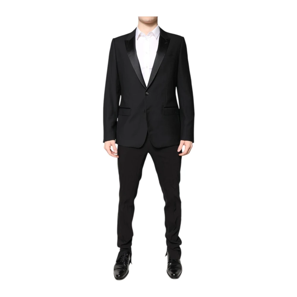 Dolce & Gabbana Men's Black Slim Fit Suit With Blazer And Trousers - Single Breasted Suits - Xl - Suits