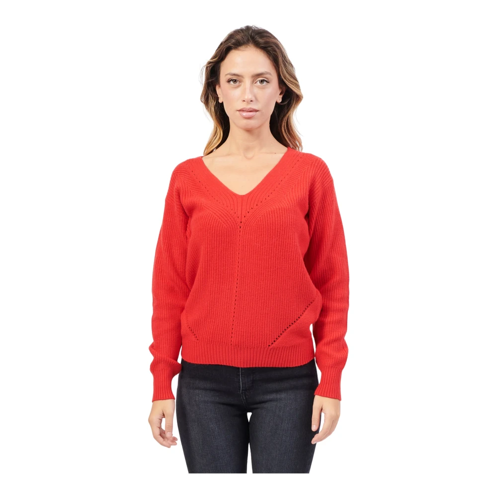 Gerry Weber Rode V-hals Gebreide Trui Red Dames