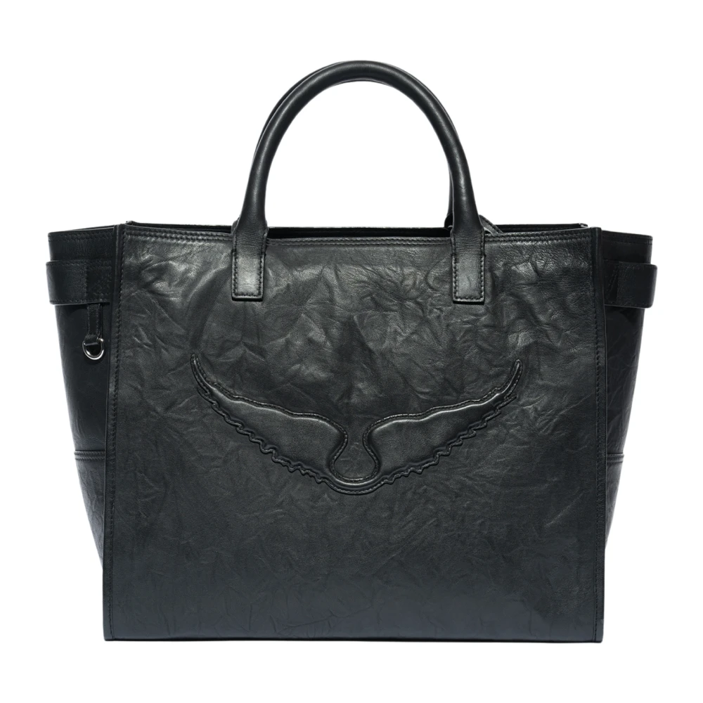 Svart Angel Tote Wings Cow Burnish