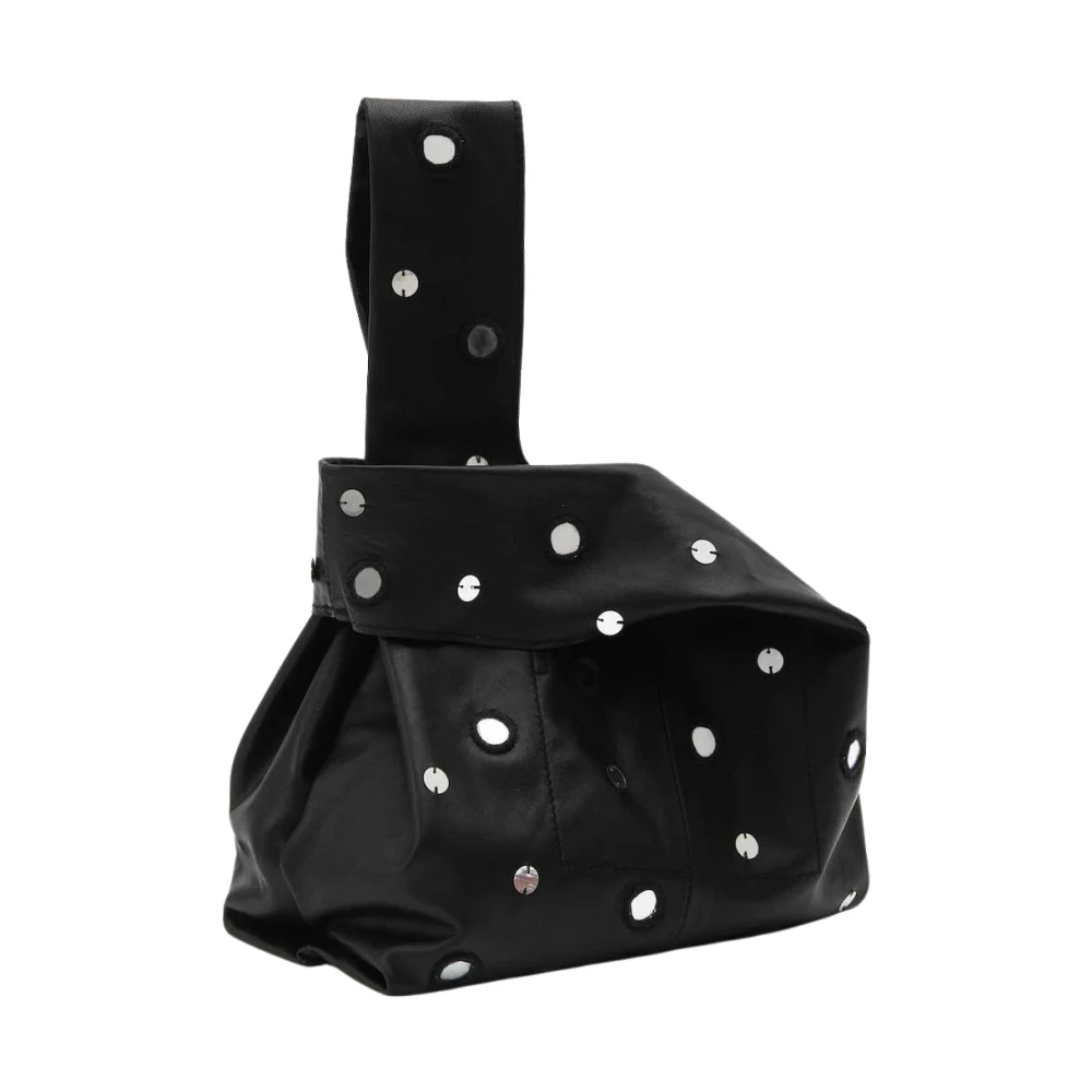 Alysi Geborduurde Leren Mini Tas met Studs Black Dames