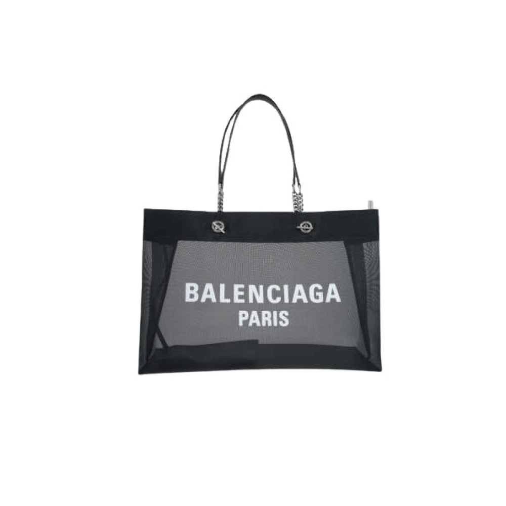 Balenciaga Mesh Tote Tas met Logo Print Black Dames