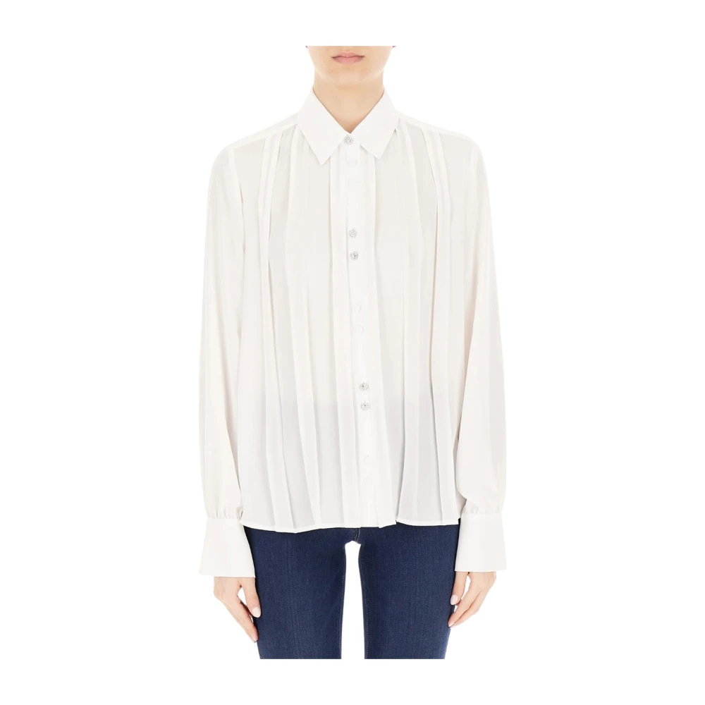 Liu Jo Women's White Shirts, Xl, Pleated Shirt