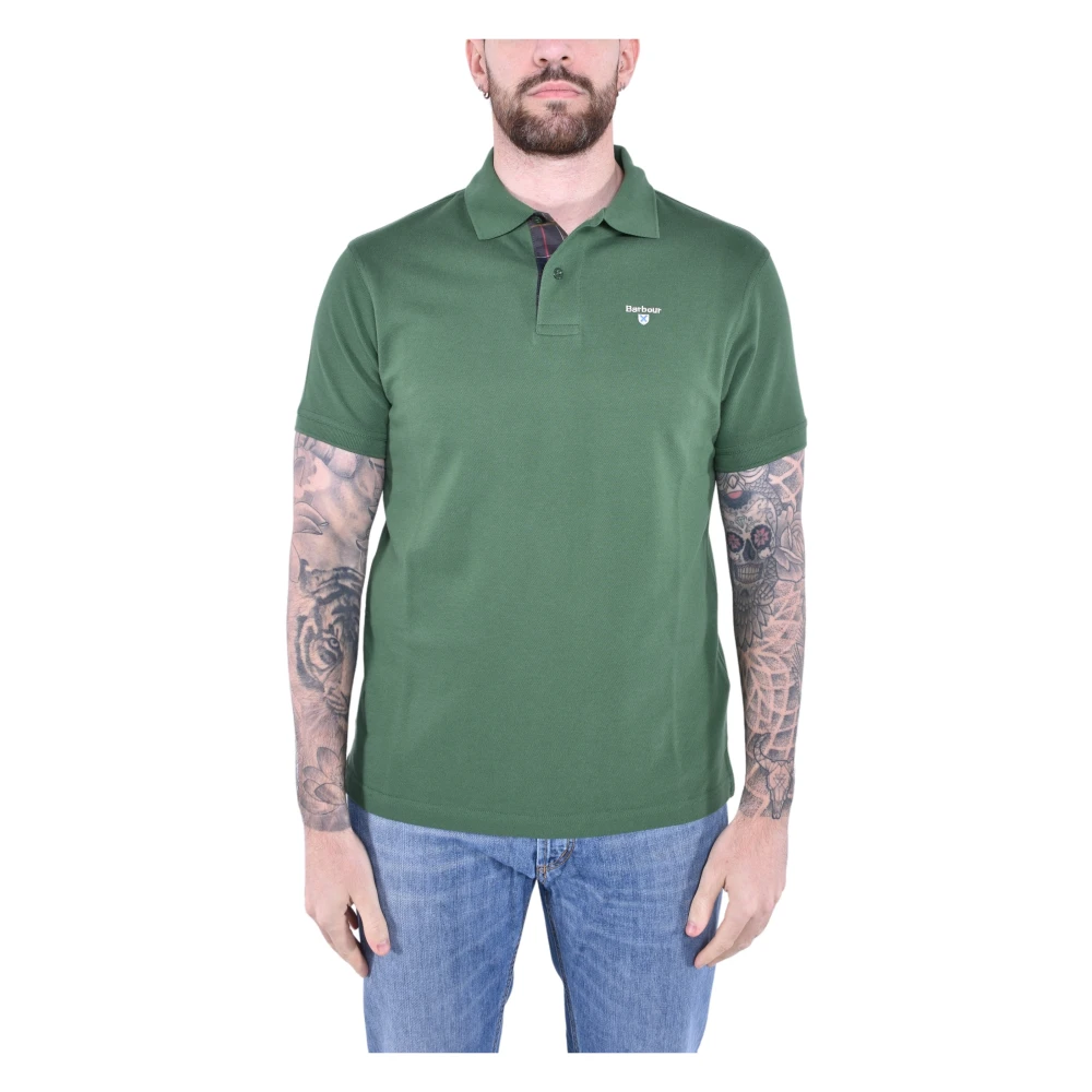 Barbour Men's Green Polo Shirts, 2XL, Tartan Piquet Polo Shirt