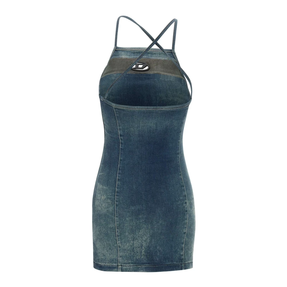 Diesel Denim Cross-over Strap Jurk Blauw Blue Dames