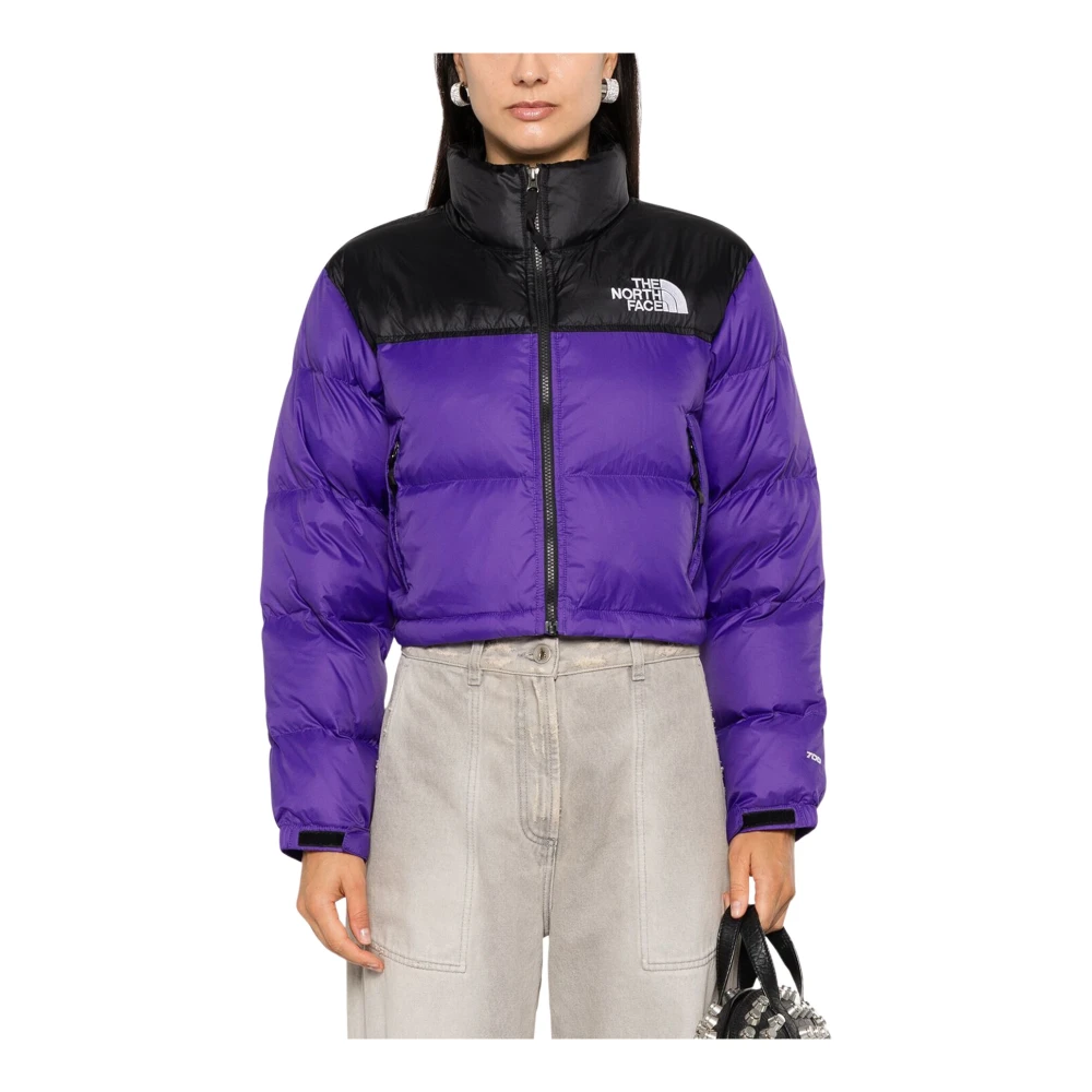 The North Face Cropped Nuptse Puffer Jas Purple Dames
