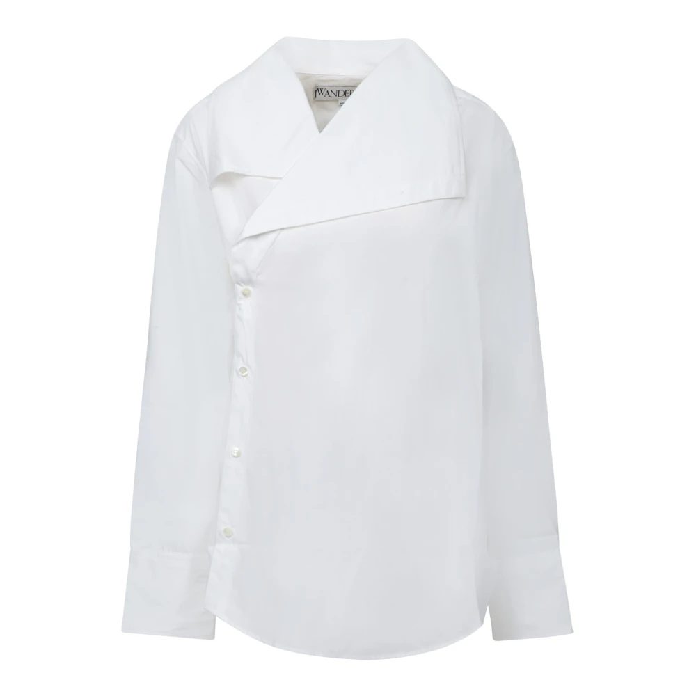 JW Anderson Witte Oversized Shirt met Asymmetrische Kraag White Dames