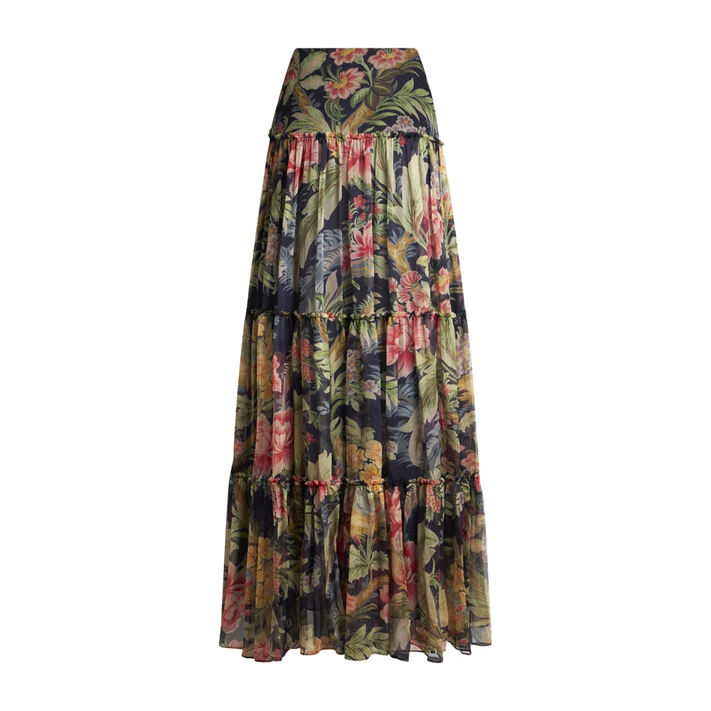 ETRO Gerimpelde blauwe bloemenprint lange rok Multicolor Dames