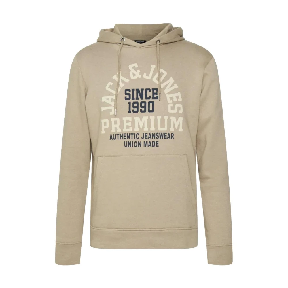Jack & jones Beige Katoen Polyester Hoodie met Logo Beige Heren