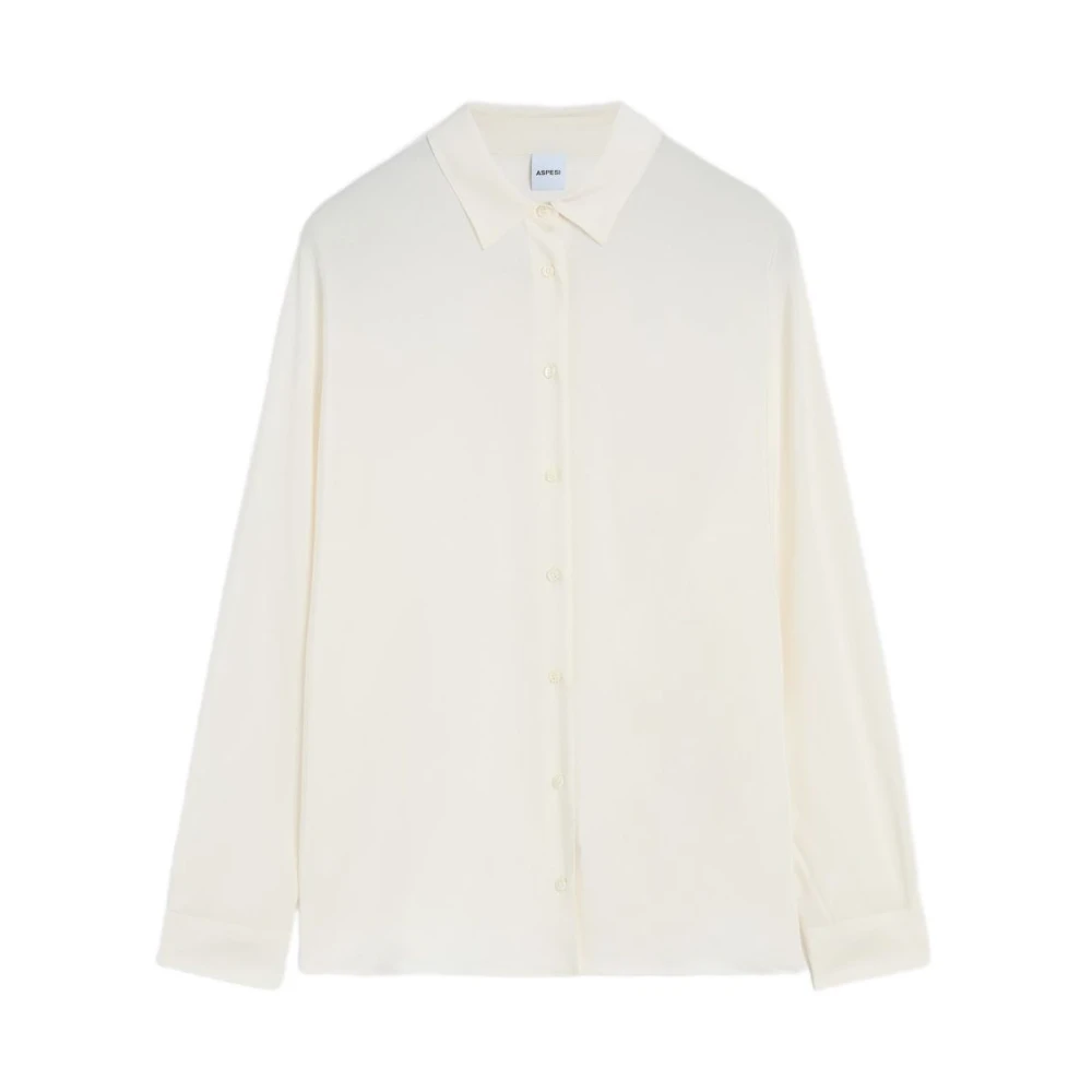 Aspesi Women's Beige Shirts, S, Silk Crepe De Chine Shirt