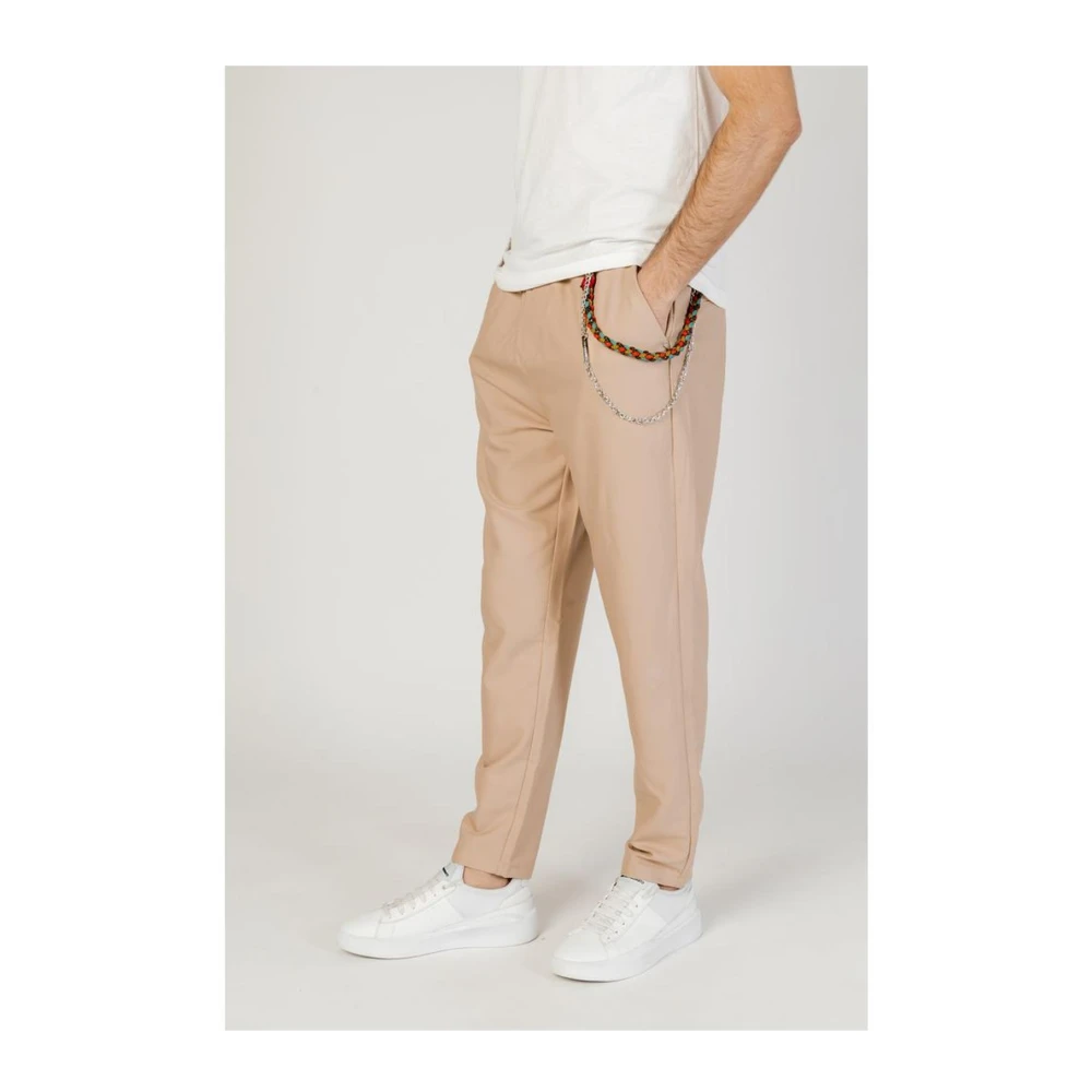 Gianni Lupo Polyester Blend Lage Kruis Broek Beige Heren