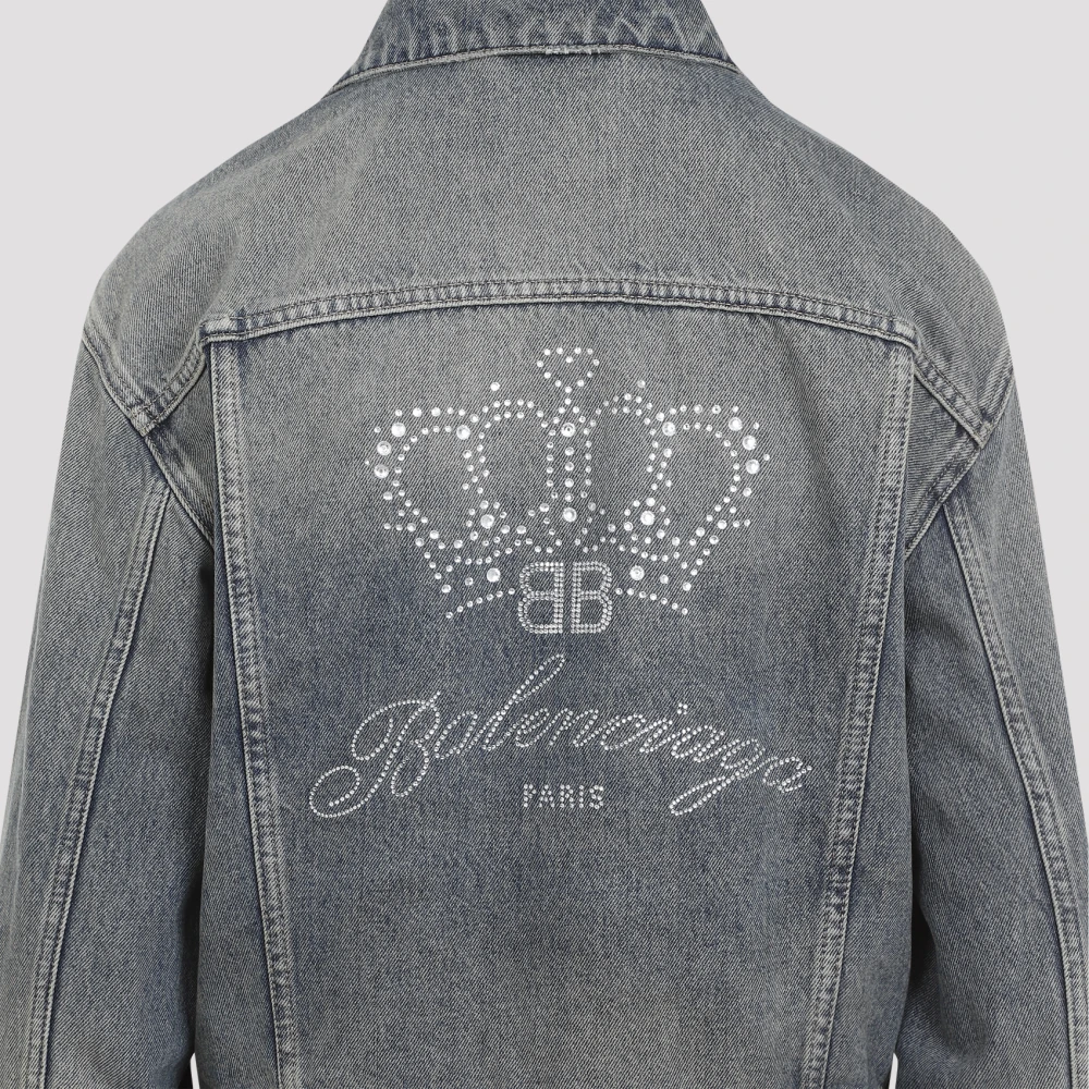Balenciaga Blauw Rust Katoenen Small Fit Jas Blue Dames