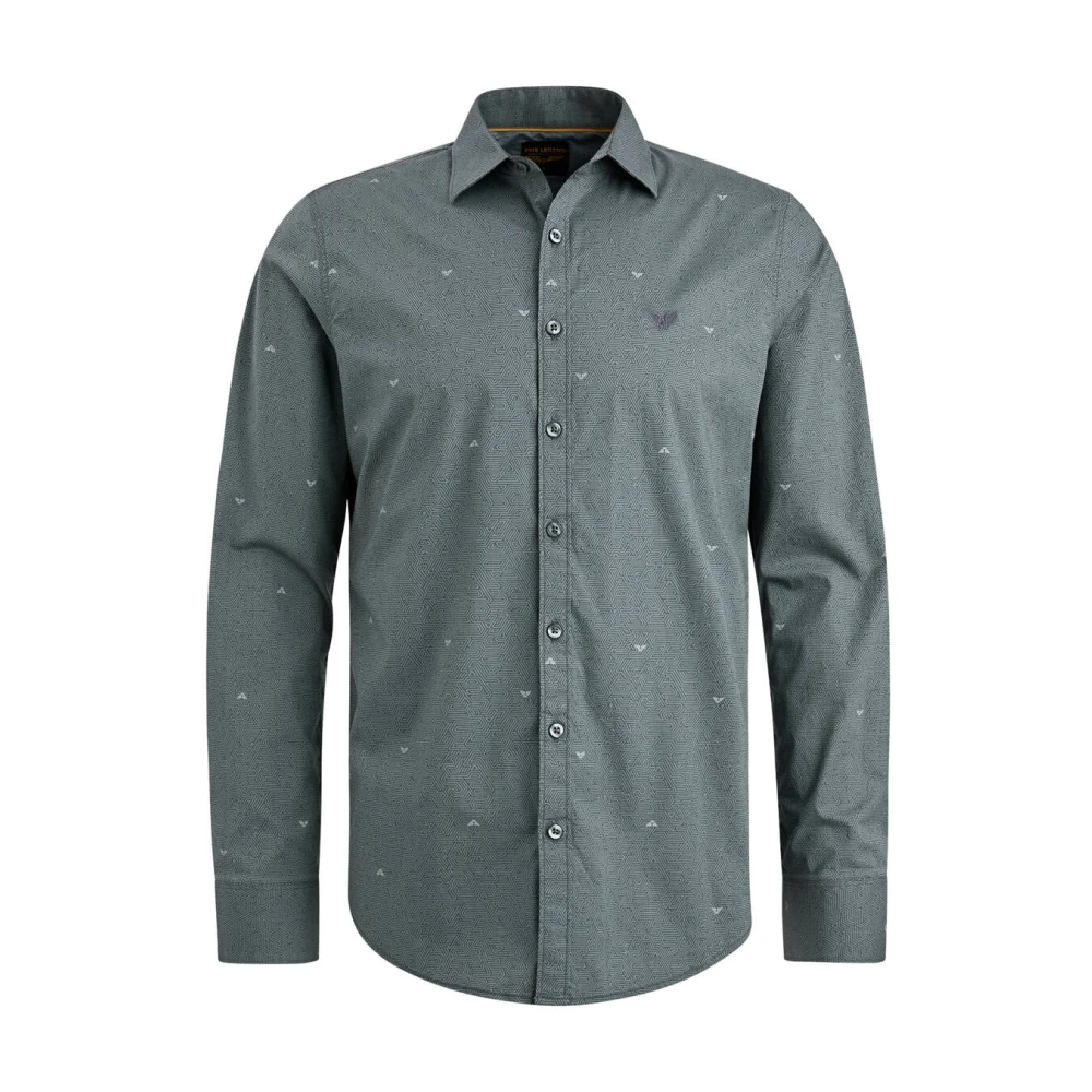 PME Legend Gedrukt lang mouw poplin overhemd Black Heren
