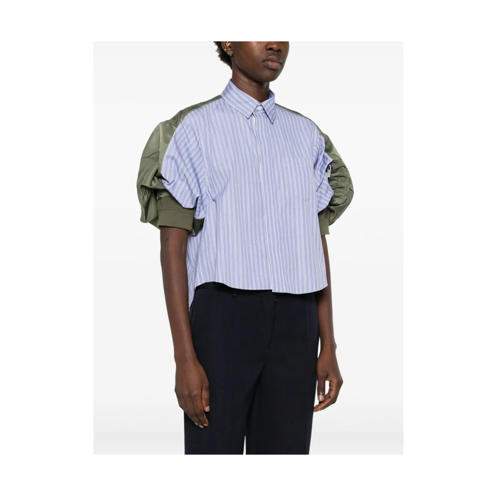 Sacai Blauwe Sweater met Voorknoop Multicolor Dames