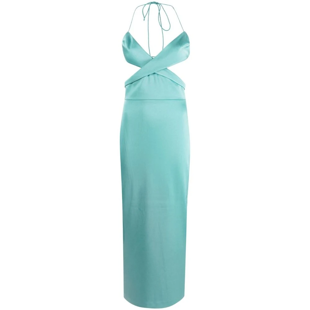 Alex Perry Mossgrön Satin Midi Klänning Green, Dam