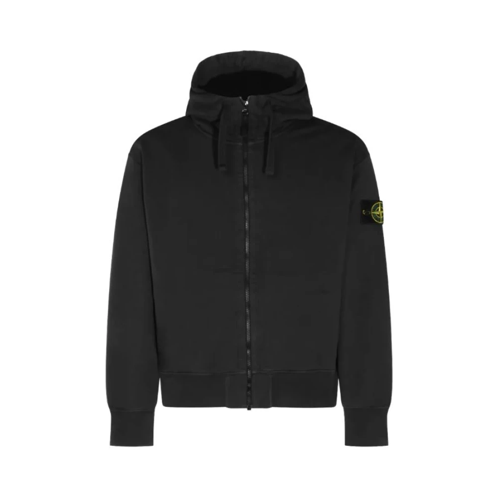 Stone Island , Zip-Throughs, Male, Black, M, Zip Up Cardigan