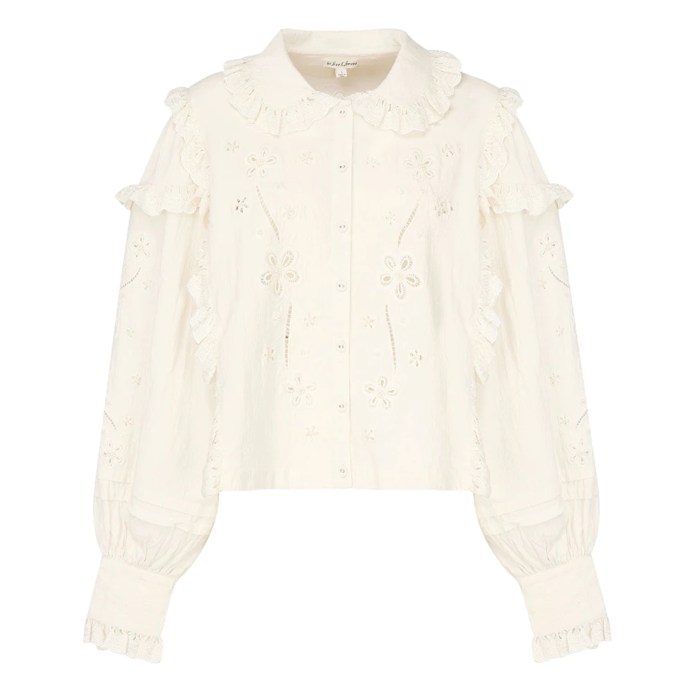 For Love & Lemons Vit Ögla Broderad Topp med Krage White, Dam