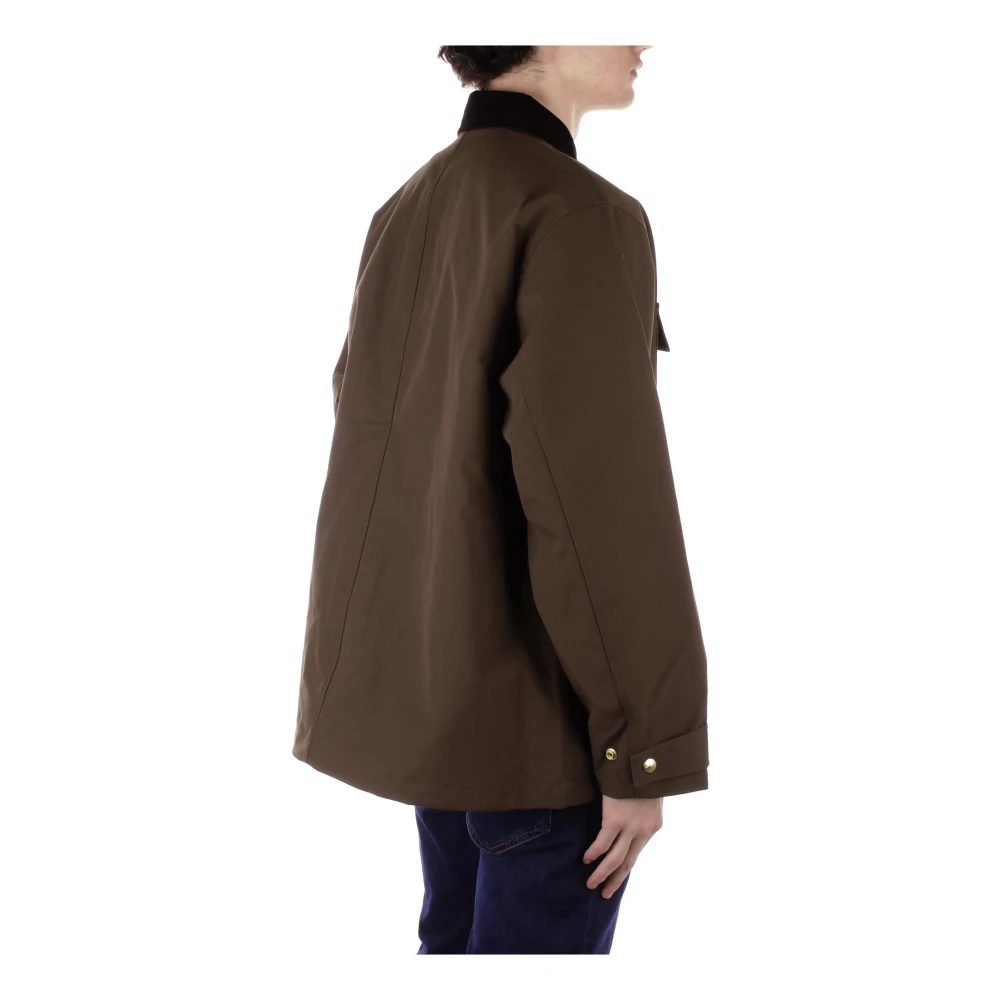 Carhartt WIP Logo Front Zip Jas Vier Zakken Brown Heren