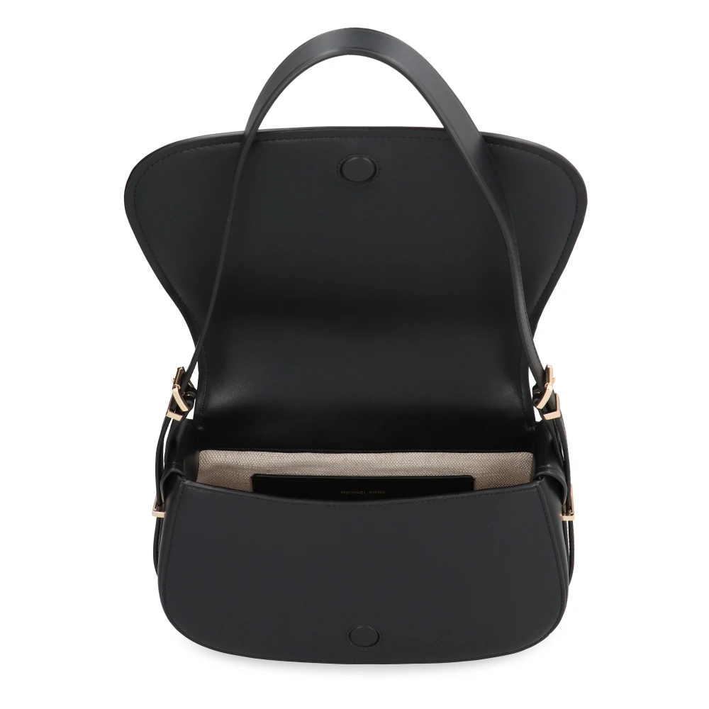 Michael Kors Leren Crossbody Tas met Magneetsluiting Black Dames