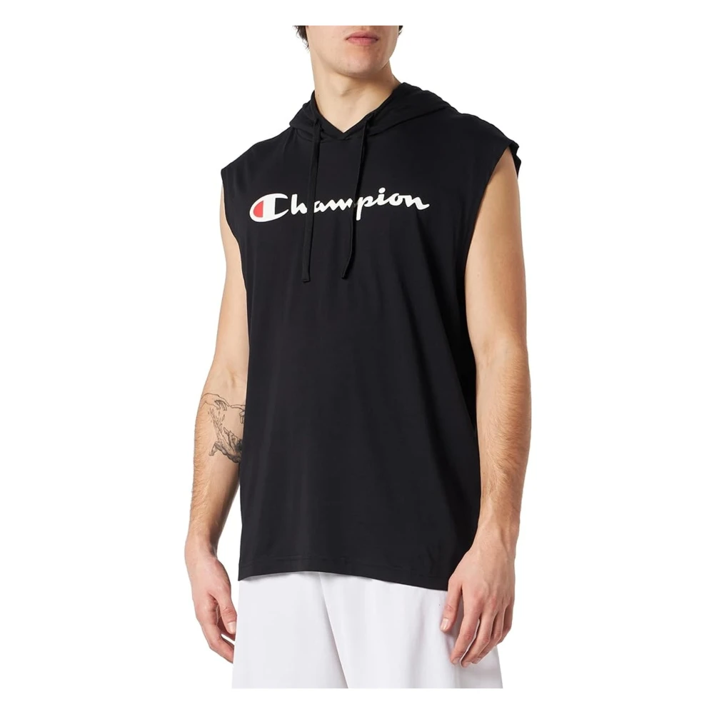 Champion Zwarte Legacy Logo Hooded Tanktop Black Heren