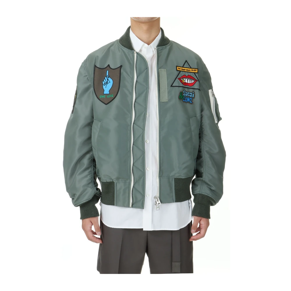 Sacai Gelaagde Khaki Bomberjack Green Heren