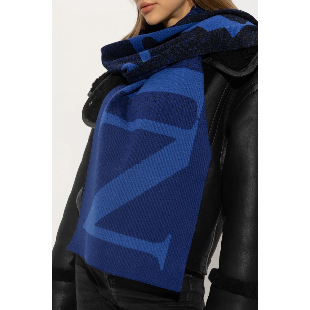 Lanvin Wollen sjaal met logo Blue Dames