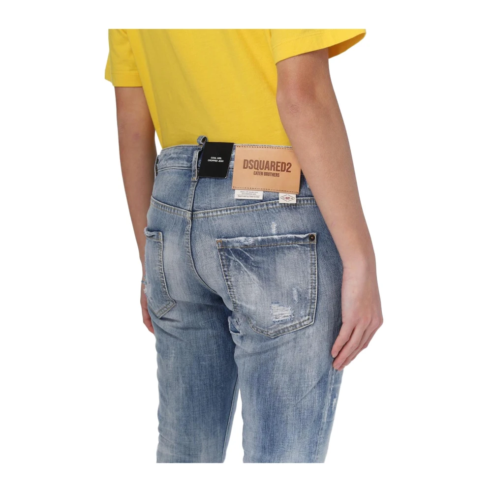 Dsquared2 Gedistresseerde Korte Jeans Blue Dames