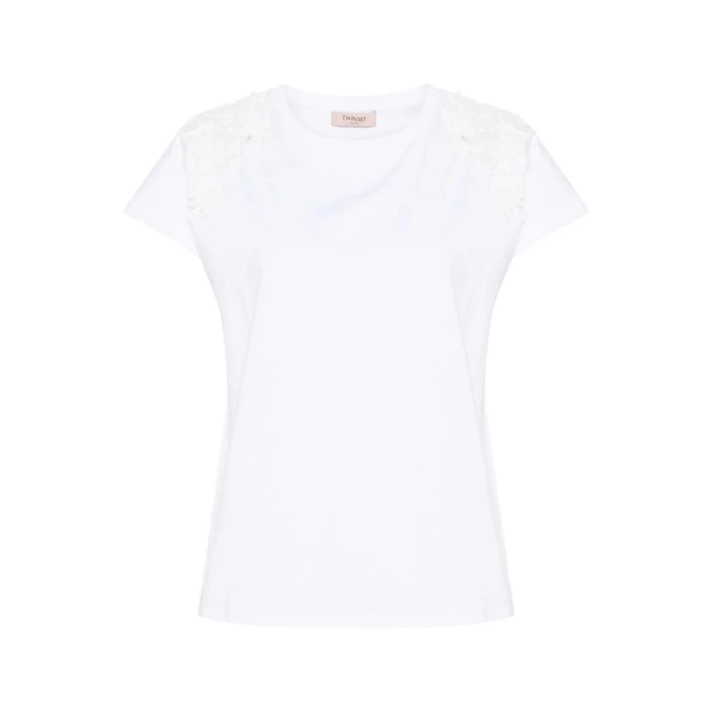 Twinset Wit Bloemen Patch T-shirt White Dames
