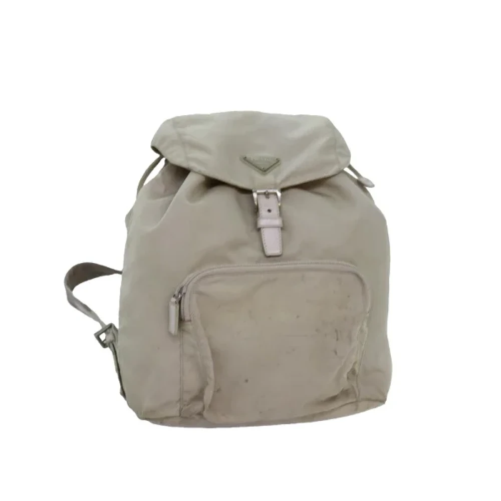 Prada Vintage Pre-owned Nylon backpacks Beige Dames