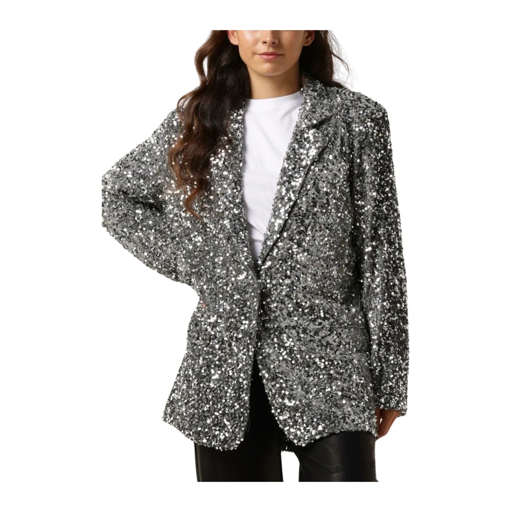 NOTRE-V Dames Blazers Nv-christine Glitter Velvet Blazer Zilver