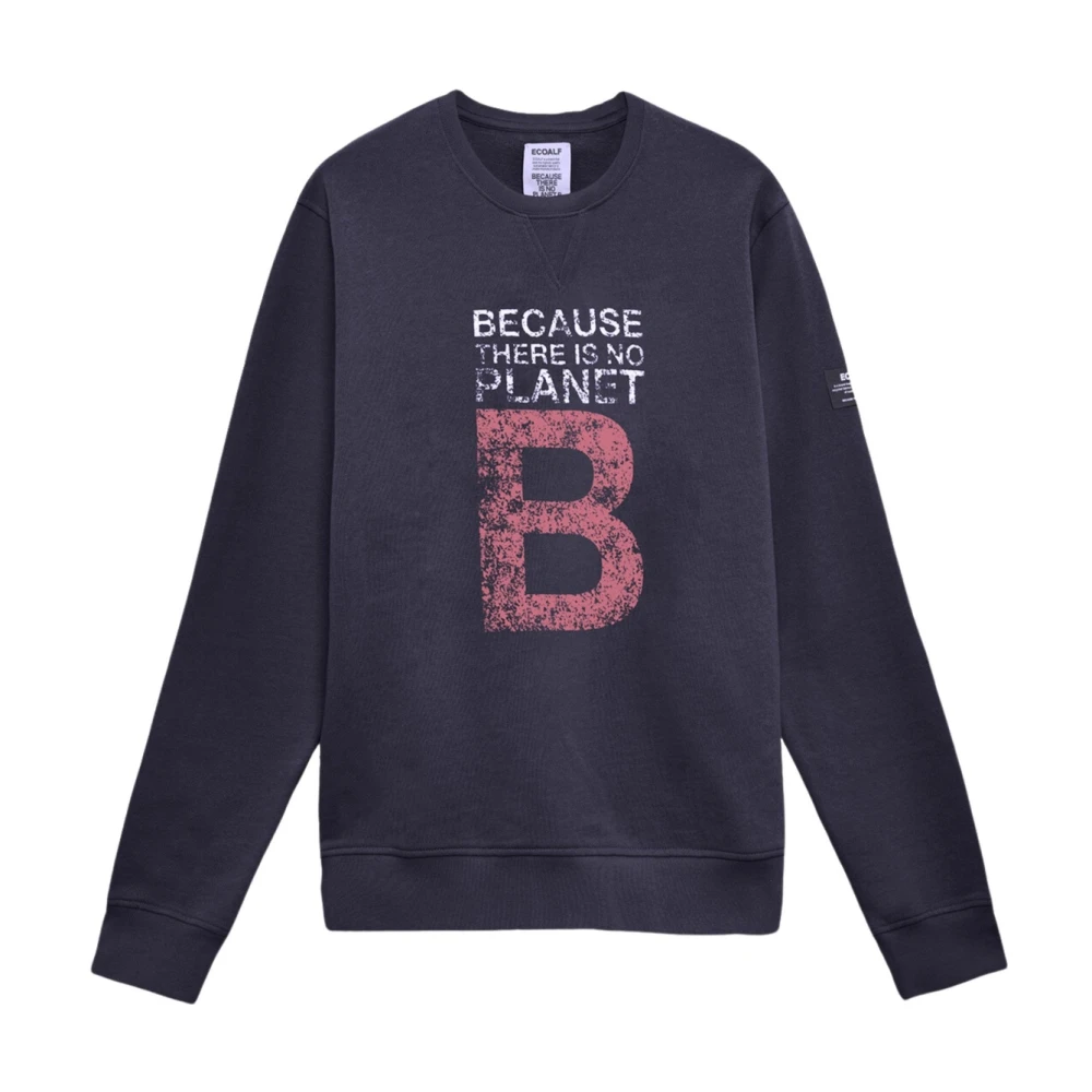 Ecoalf Men's Blue Long Sleeve Front Print Cotton Top - Sweatshirts - S - Sweatshirts & Hoodies