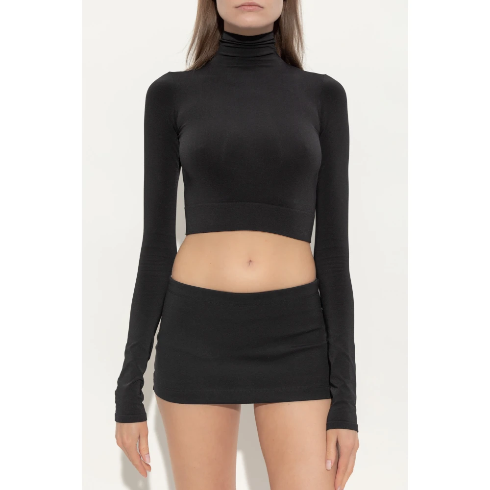 Balenciaga Cropped Turtleneck Top Black Dames