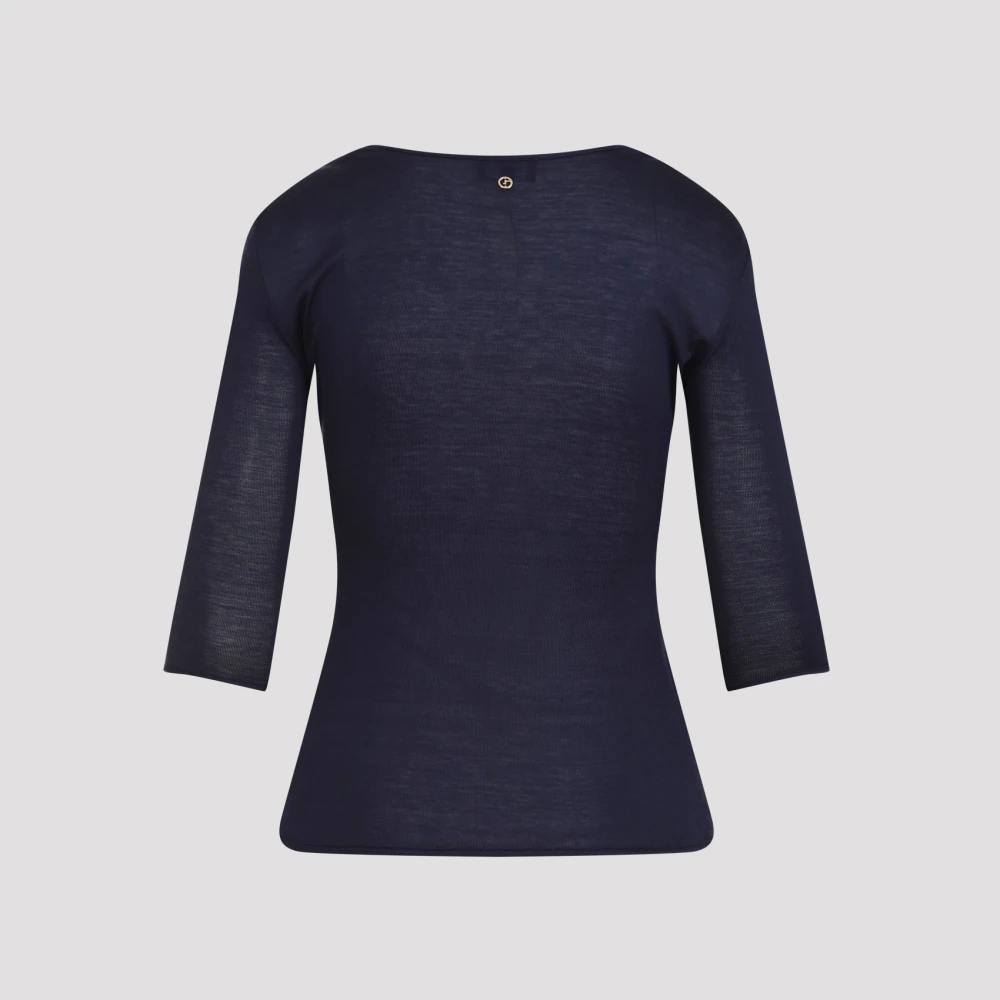 Giorgio Armani Luxe Blauwe Zijde Blend Sweater Blue Dames