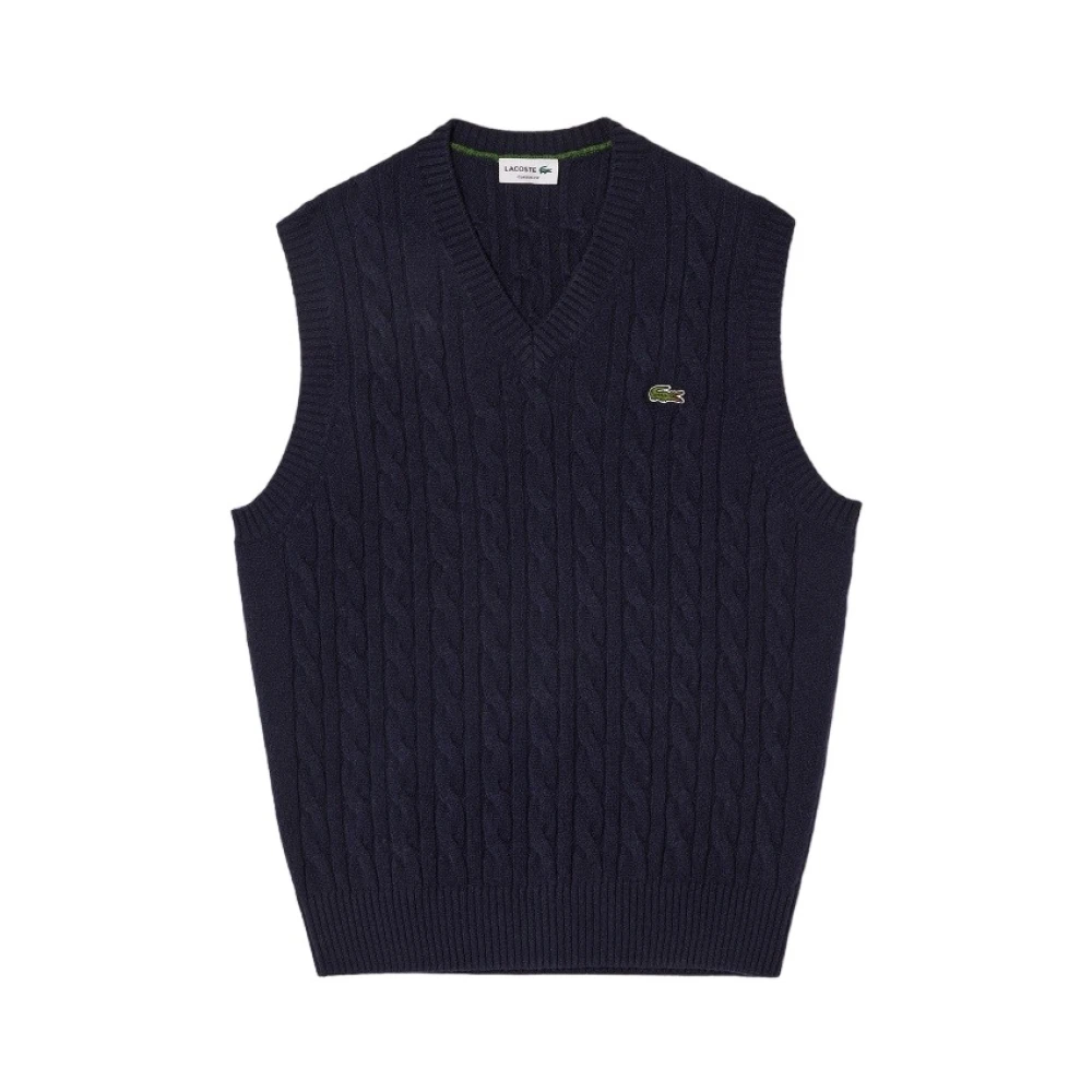 Lacoste Blue Cable-Knit Sweatshirt - Male - Sleeveless Jumpers - Xl - Knitwear