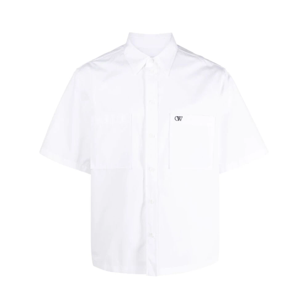 Off White Geborduurd Logo Katoenen Overhemd White Heren