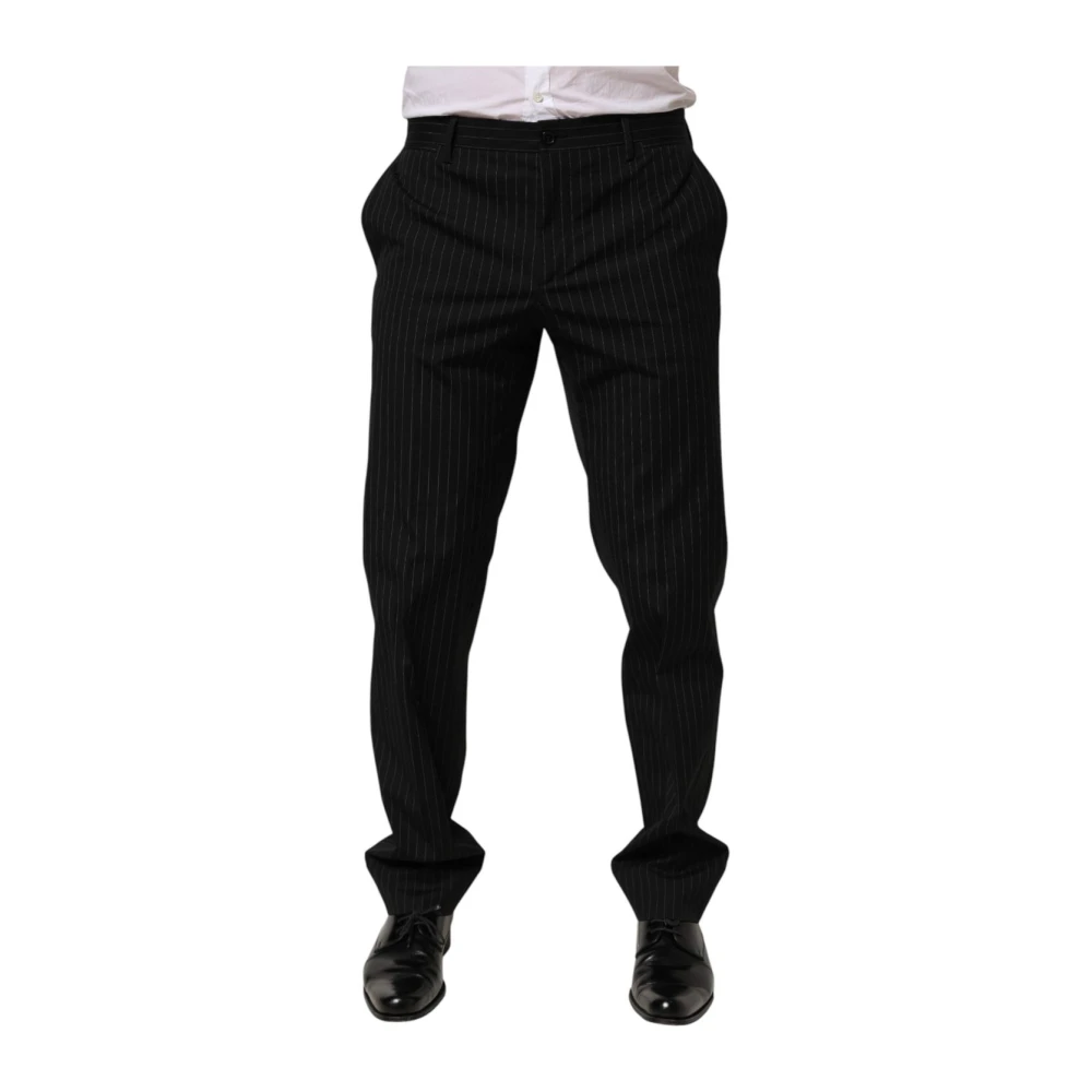 Dolce & Gabbana Black Striped Dress Formal Men Trouser Pants - IT48 | M - Image 3