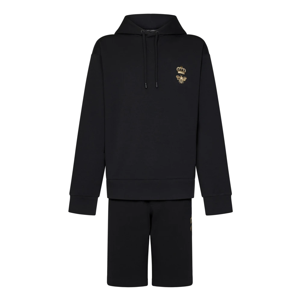 Dolce & Gabbana Zwarte hoodie met kroonborduursel Black Heren